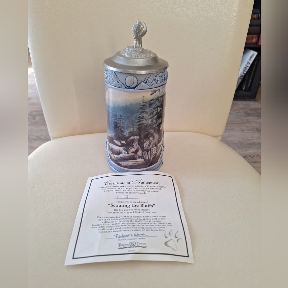 Scouting The Bluffs G1926 Sculpted Stoneware Lidded Beer Stein Kevin Daniel